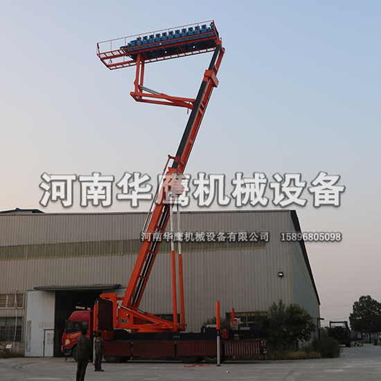 廈門舉升30米高空壓瓦機(jī)黃昏現(xiàn)場(chǎng)試機(jī)